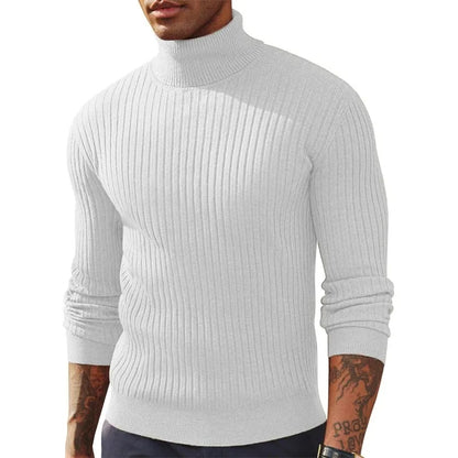 Camisola Masculina de Gola Alta em Malha — Outono e Inverno