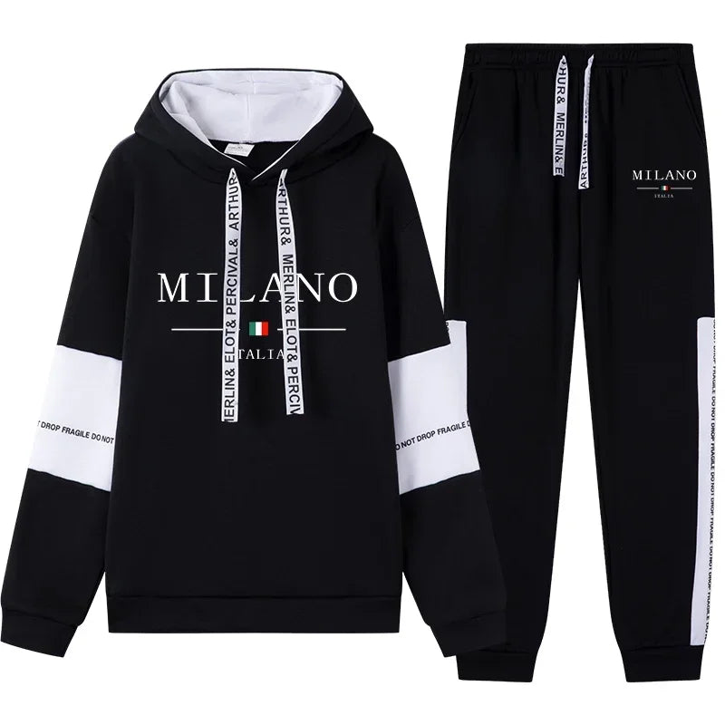 Conjunto de Moletom Unissexo com Capuz e Calças