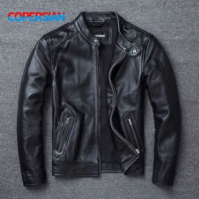 Jaqueta de Couro Masculina para Motociclismo e Uso Casual