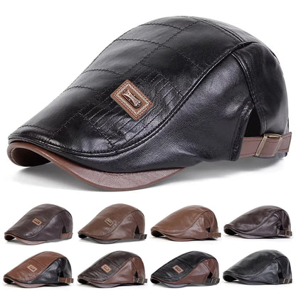 Boné Masculino Retrô JAMONT em Couro PU – Estilo Newsboy