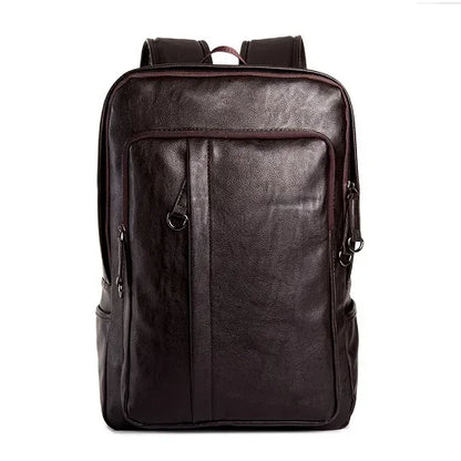 Mochila Masculina em Couro Genuíno – Grande Capacidade para Portátil e Viagem