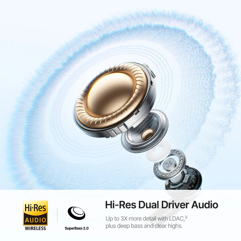 Auriculares Baseus Bass EP10 Ultra com ANC de 55 dB e até 65 h de autonomia