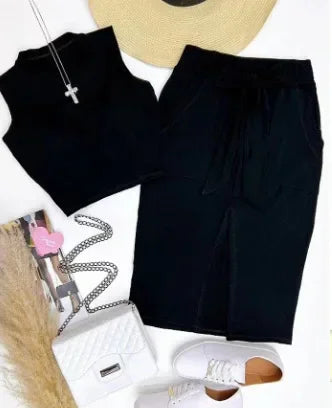 Conjunto de saia e bodycon em torno do pescoço