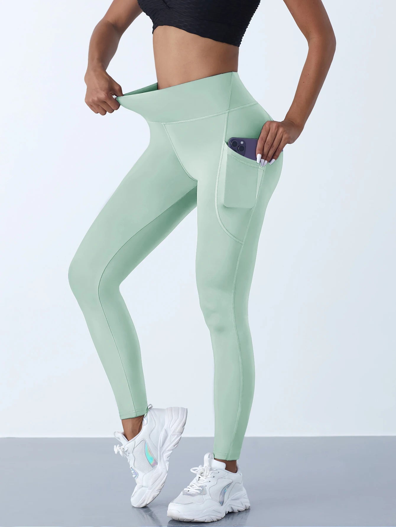 Calça Legging Feminina de Cintura Alta Elástica para Treino
