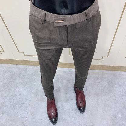 Calças sociais casuais slim fit masculinas para a primavera