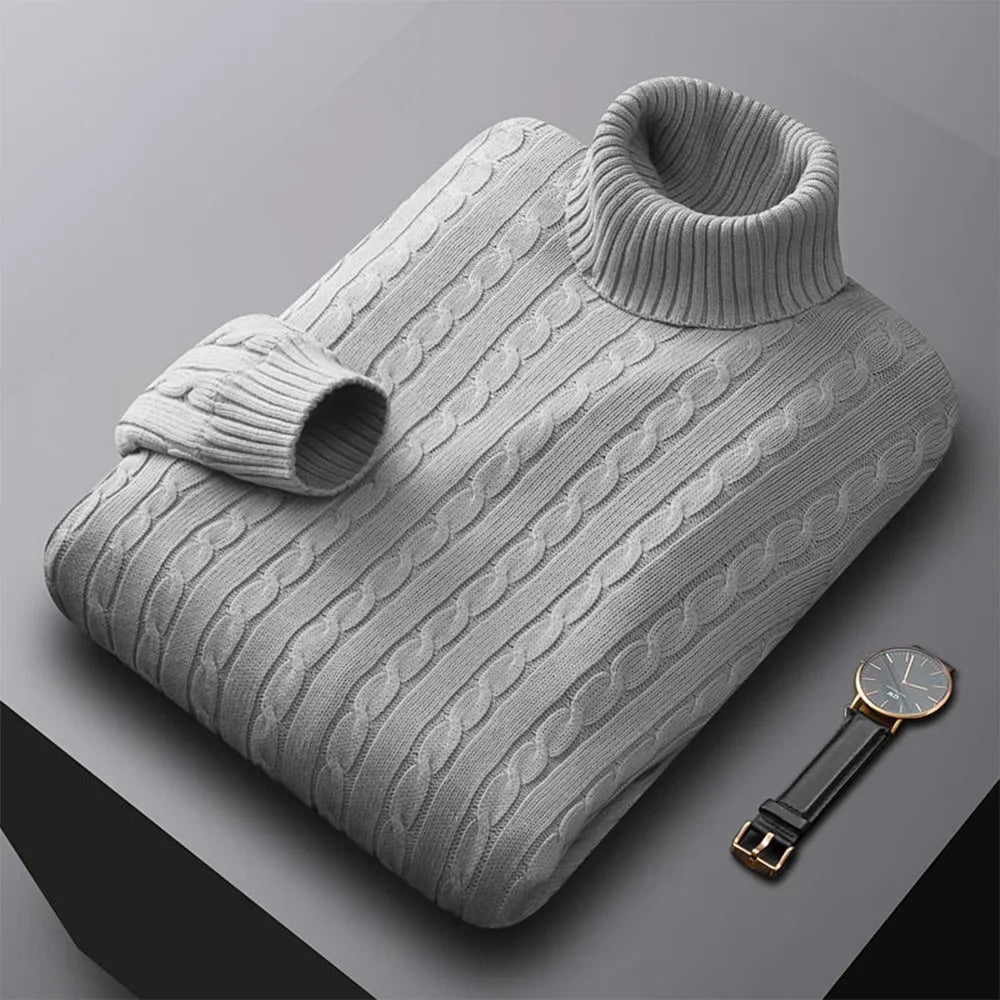 Suéter Masculino de Gola Alta em Malha – Casual e Quente