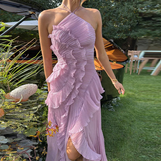Vestidos de baile babados em camadas