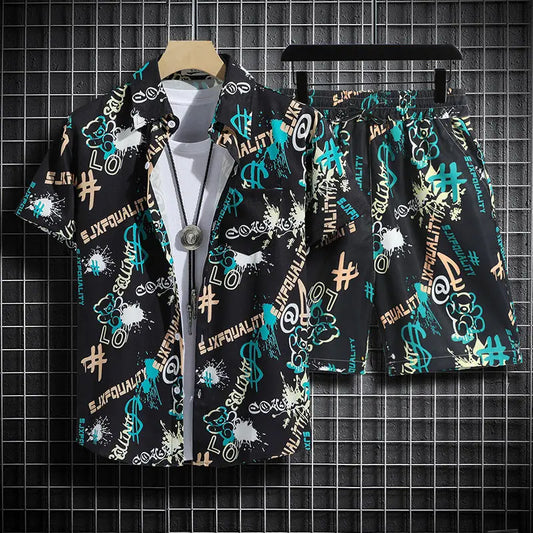 Conjunto masculino havaiano de verão para a praia