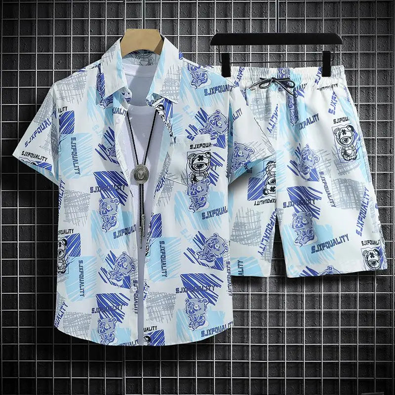 Conjunto masculino havaiano de verão para a praia