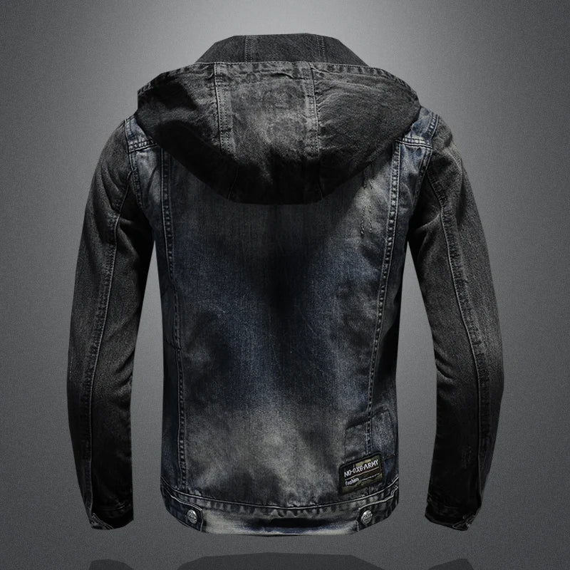 Casaco jeans masculina com capuz