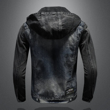 Casaco jeans masculina com capuz