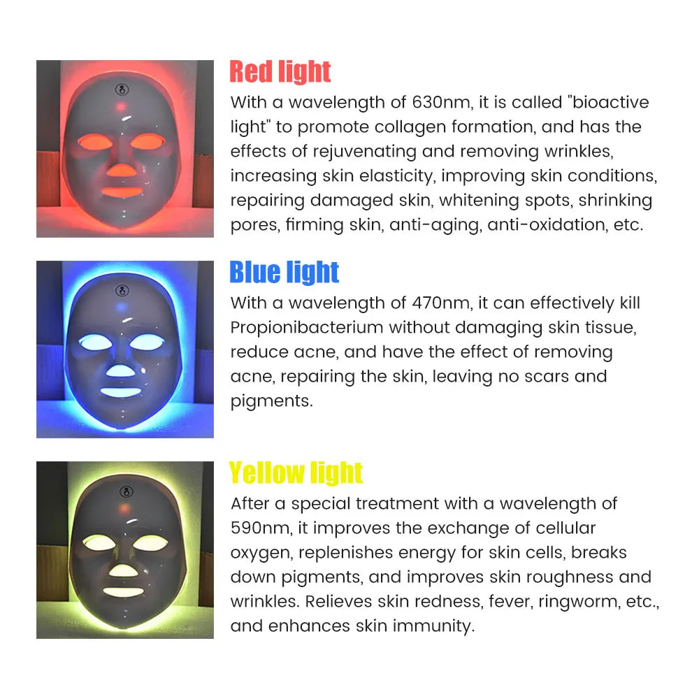 Máscara facial led terapia de luz