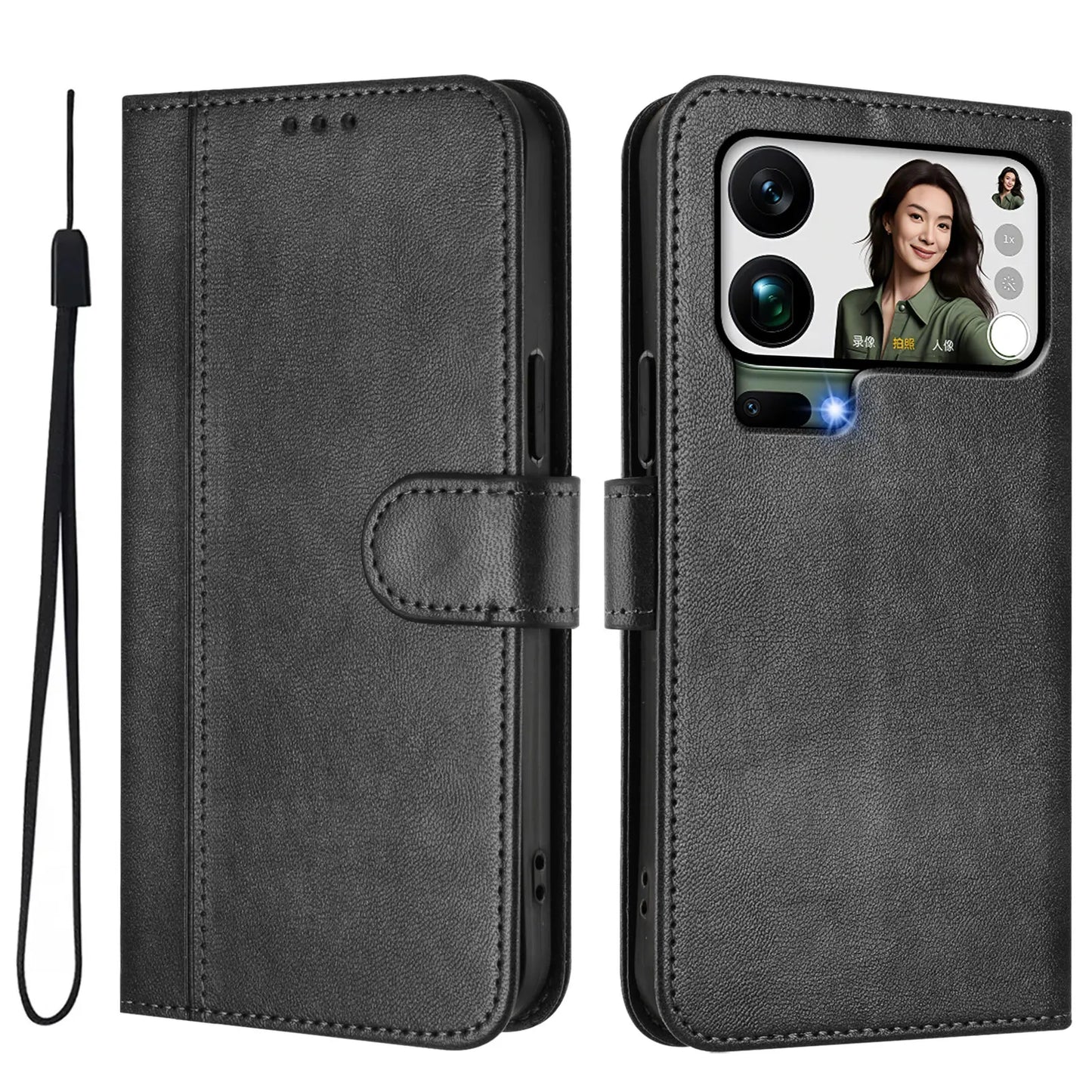 Capa flip de couro de luxo para Xiaomi