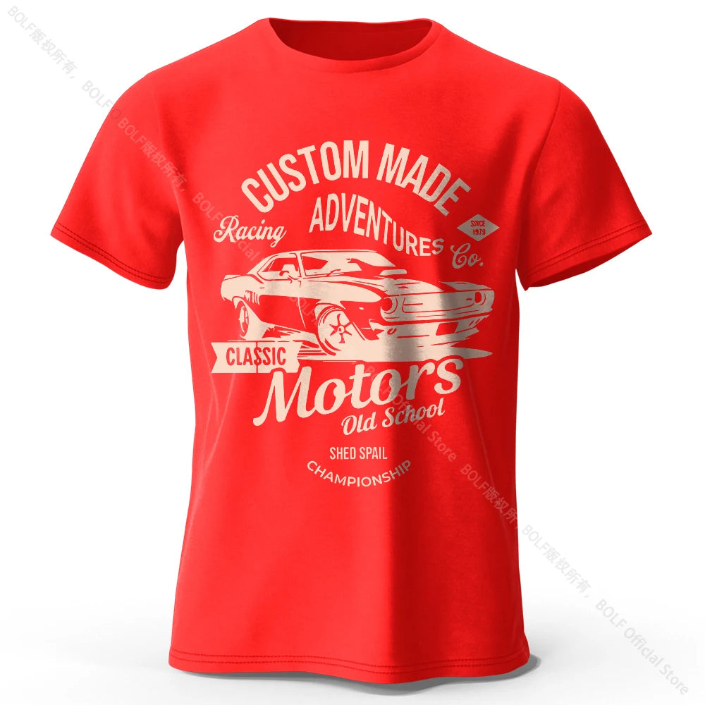 T-shirts com estampa de motor, 100% algodão