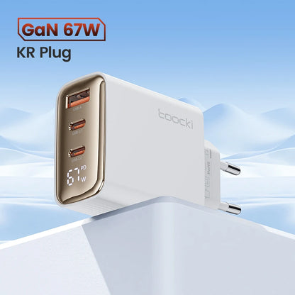 Carregador com Display Digital Toocki 67W GaN