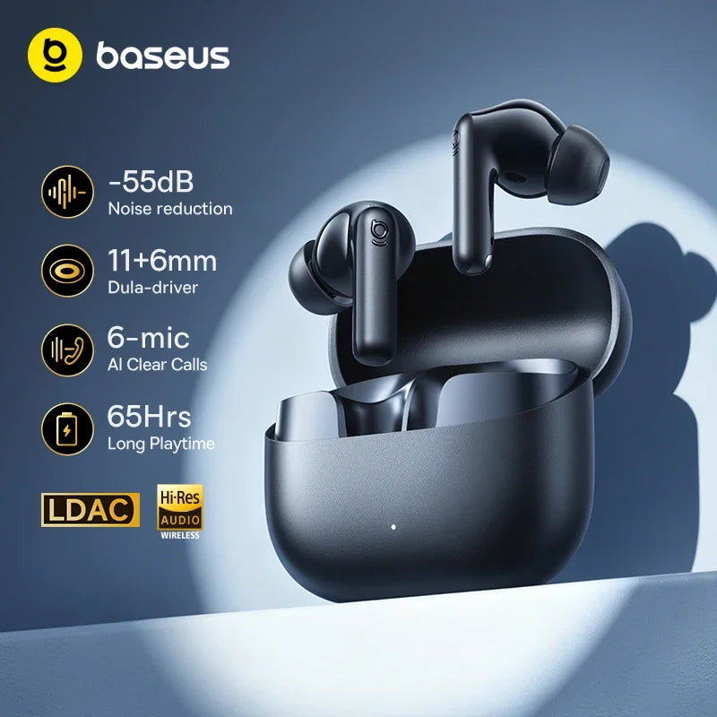 Auriculares Baseus Bass EP10 Ultra com ANC de 55 dB e até 65 h de autonomia