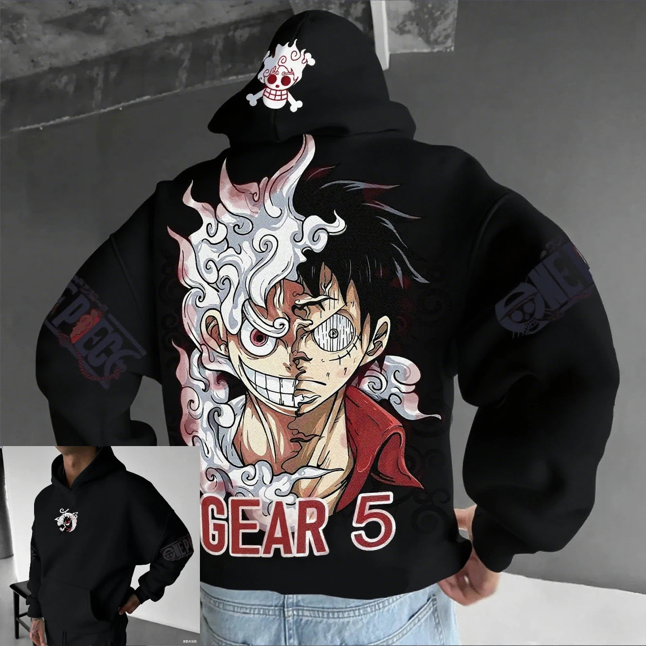 Moletom unissex de anime, modelo Luffy Gear 5 Nika