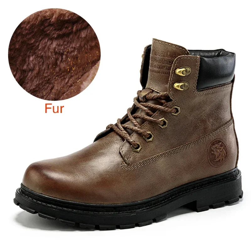 Botas de cano curto Dekabr clássicas de outono/inverno em couro genuíno