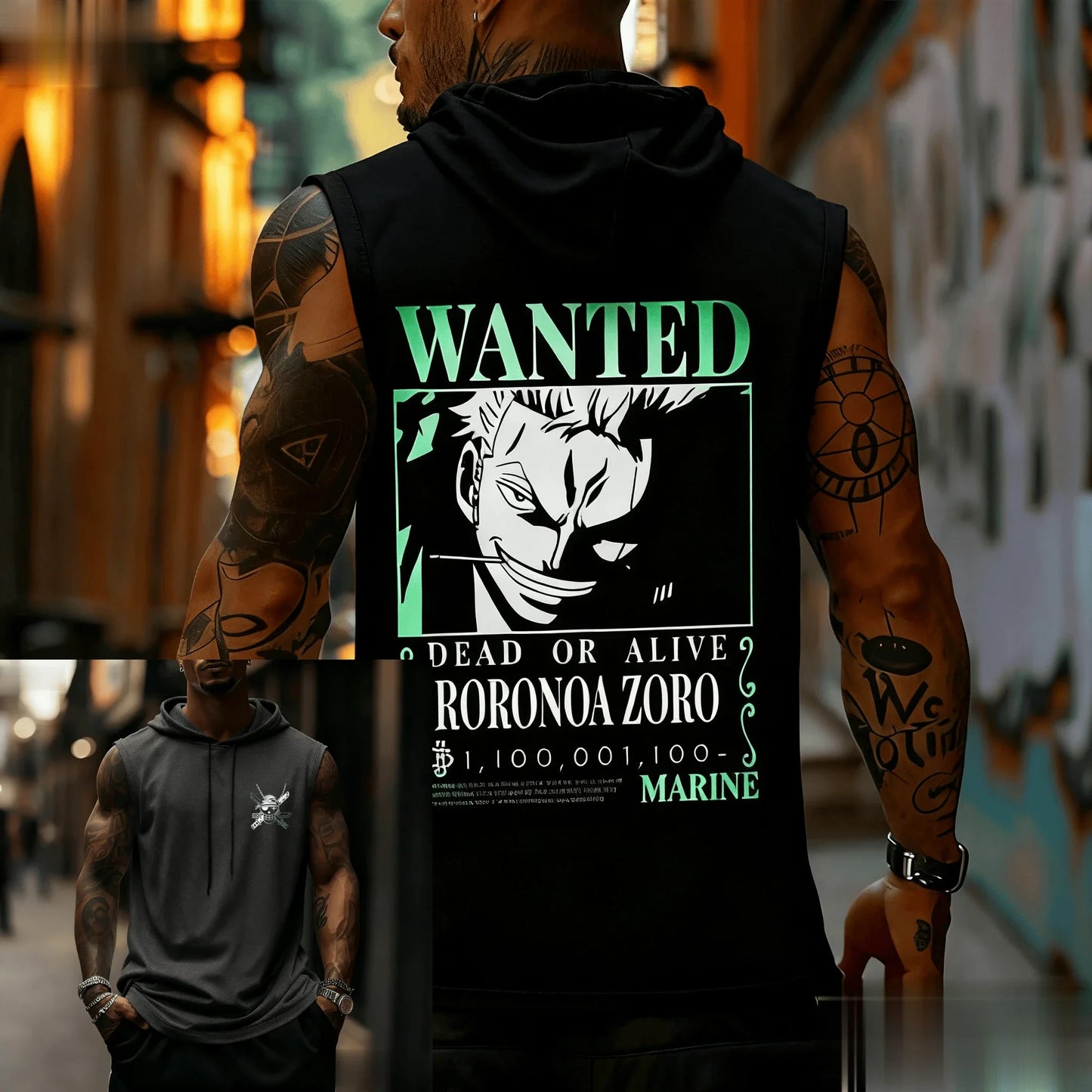 T-shirt regata masculina sem mangas com capuz