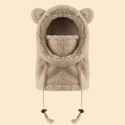 Gorro infantil de peça única com proteção quente para orelhas e pescoço