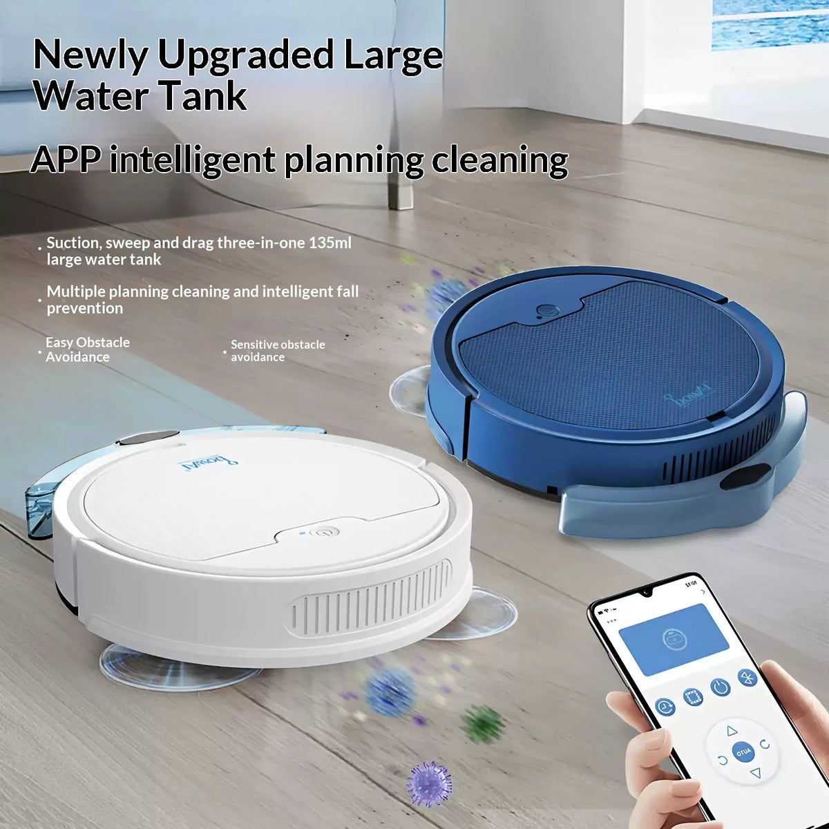 Robô Aspirador 3 em 1 — Varre, Aspira e Passa Pano, Wi-Fi e Design Ultrafino