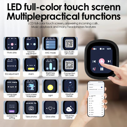 Fone de ouvido sem fio híbrido ANC930Plus com tela LED