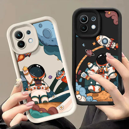 Capa de Silicone Fofa de Astronauta para Xiaomi, POCO e Redmi – Proteção e Estilo