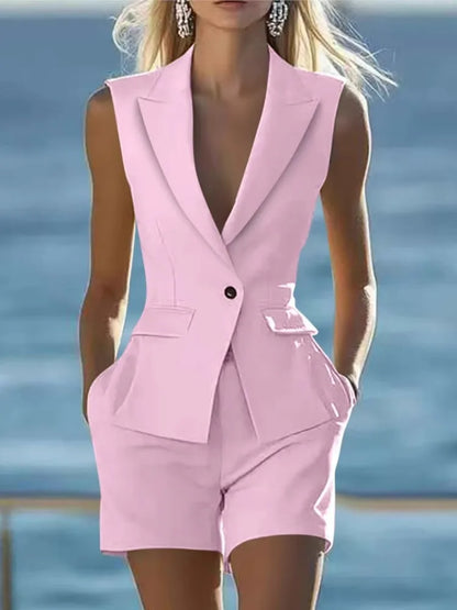 Conjunto elegante feminino colete sem mangas