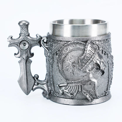 Caneca de cerveja Viking Valhalla em aço inoxidável