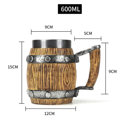 Caneca de cerveja estilo Viking em aço inoxidável
