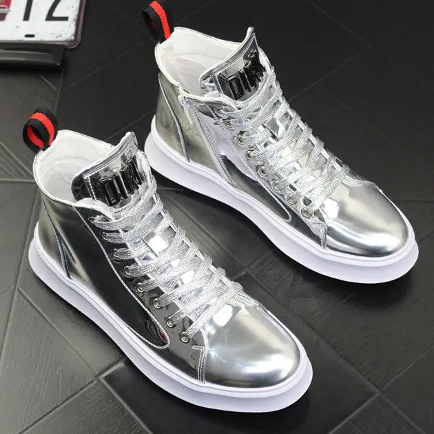 Botas Masculinas Y3KAIWA em Couro, Cano Alto, Plataforma e Estilo Casual