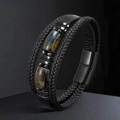 Pulseiras de couro com pedra natural