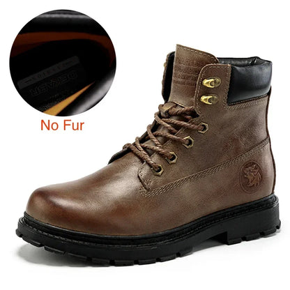 Botas de cano curto Dekabr clássicas de outono/inverno em couro genuíno