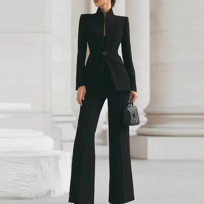 Conjunto Feminino Elegante de Blazer e Calças — Slim Fit para Trabalho