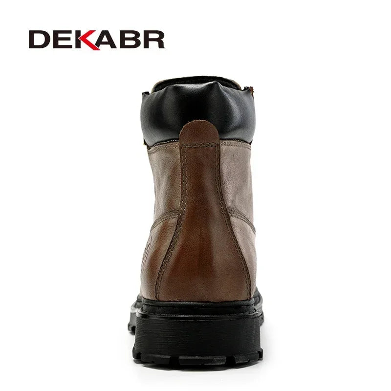 Botas de cano curto Dekabr clássicas de outono/inverno em couro genuíno