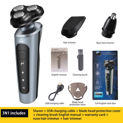 Barbeador Elétrico Masculino 9D Multifuncional – Recarregável e Lavável