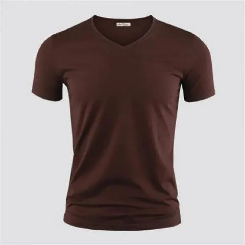 T-shirts cor pura gola V e O