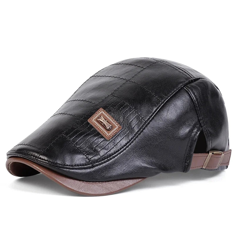 Boné Masculino Retrô JAMONT em Couro PU – Estilo Newsboy
