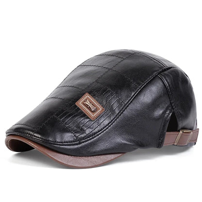 Boné Masculino Retrô JAMONT em Couro PU – Estilo Newsboy