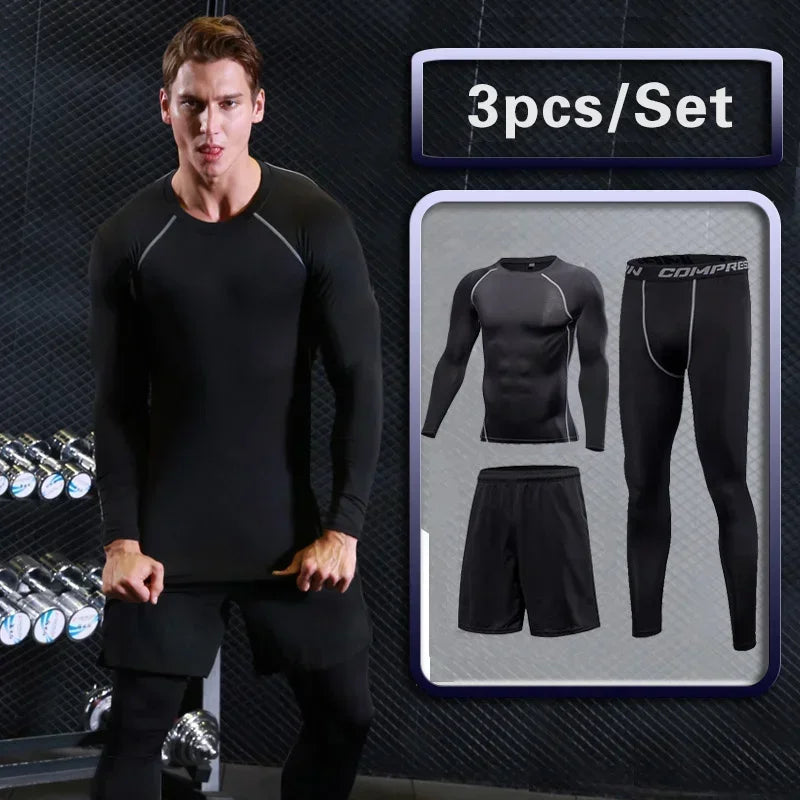 Conjunto Masculino de Compressão — Treino, Corrida e Fitness