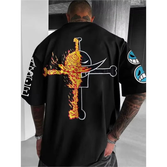T-shirt masculina One Piece Portgas D. Ace