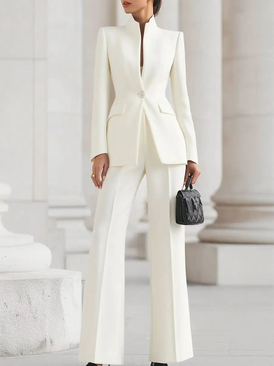 Conjunto Feminino Elegante de Blazer e Calças — Slim Fit para Trabalho