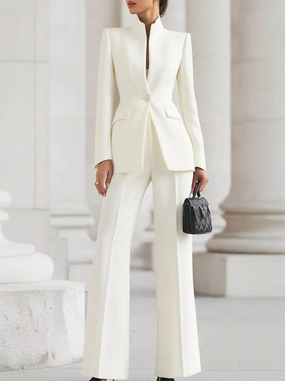 Conjunto Feminino Elegante de Blazer e Calças — Slim Fit para Trabalho