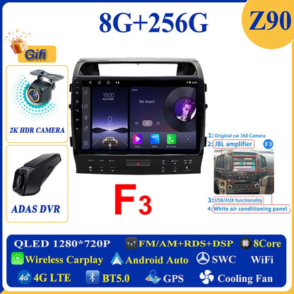 Central Multimídia Android 16 para Toyota Land Cruiser 11 200 2007-2015