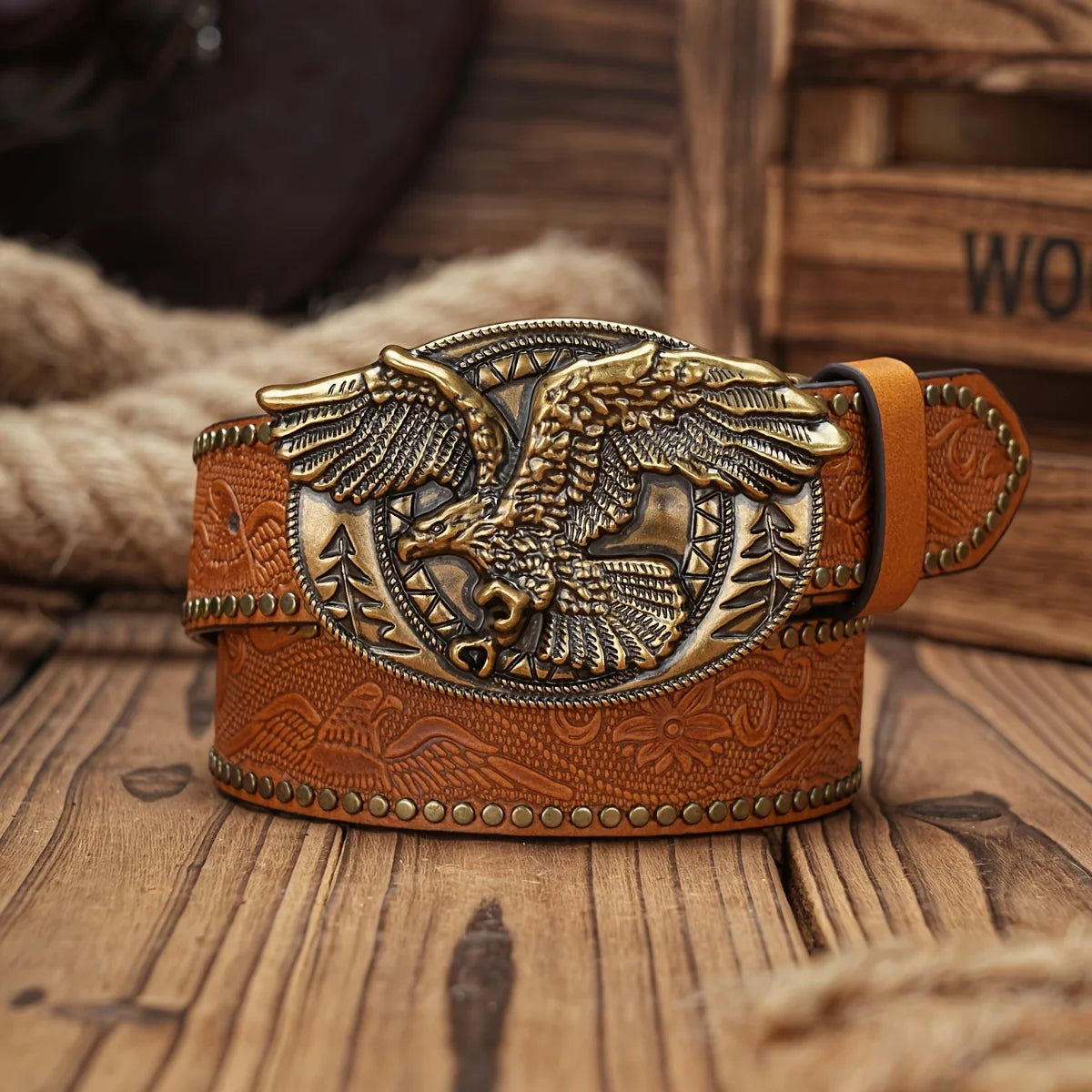 Cinto Unissex Western Vintage em Couro PU com Fivela