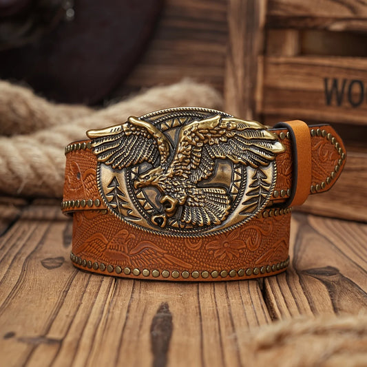 Cinto Unissex Western Vintage em Couro PU com Fivela