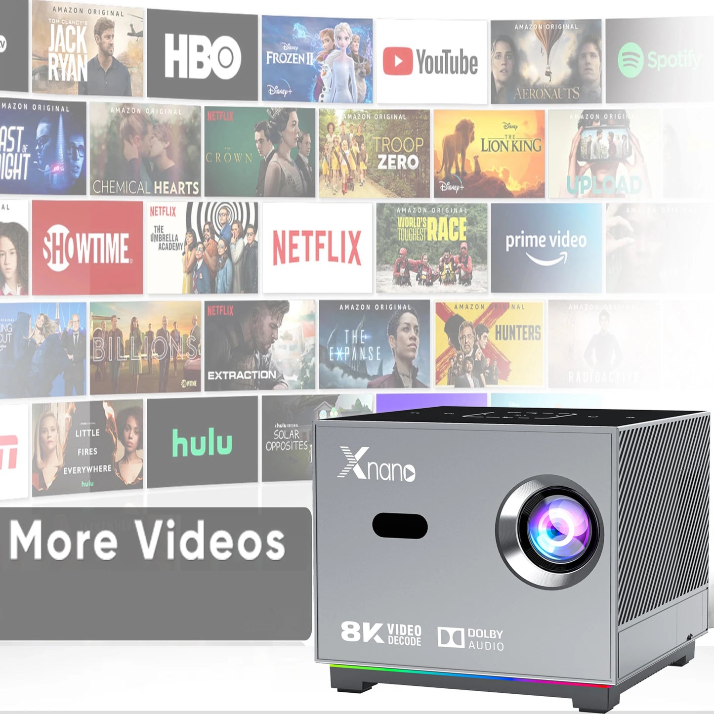 Projetor portátil Wi-Fi Bluetooth led inteligente