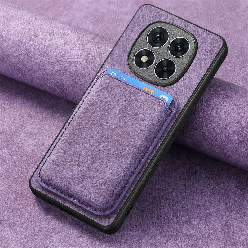 Capa carteira de couro magnético de luxo para Xiaomi