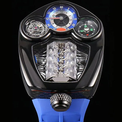 Relógio Masculino de Quartzo Engine — Aço Inoxidável, Bússola e 3 ATM