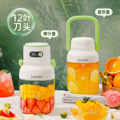 Garrafa portátil trituradora de frutas e vegetais